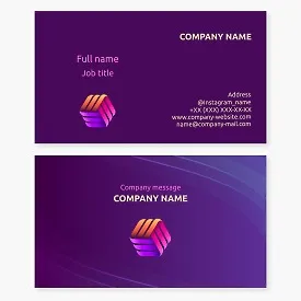 Modern business card template. Cube. Symbol of harmony and divine order.