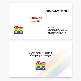 Business card template. Rainbow flag and heart. A symbol of love, acceptance, and solidarity with the LGBTQ community.