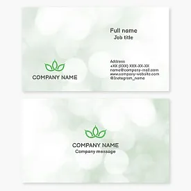Business card template. Plant leaves, crown.
