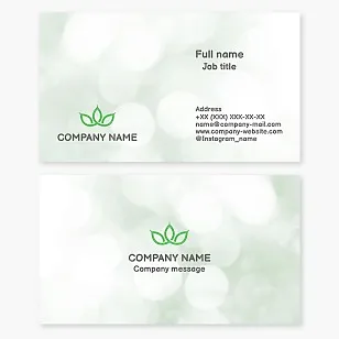 Business card template. Plant leaves, crown.