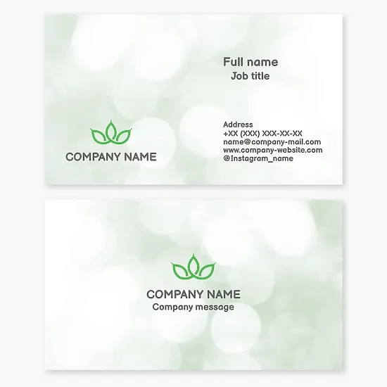 Business card template. Plant leaves, crown.