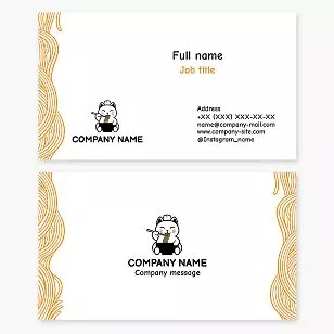 Cat Enjoying A Bowl of Noodles Business Card Template