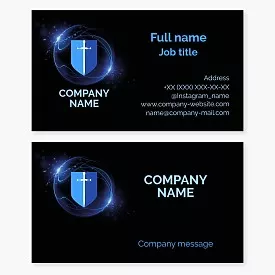 Business card template Security, shield and sword