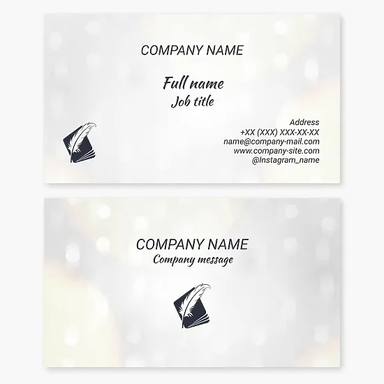 Business card template. Writer, poet, screenwriter. Publishing house.