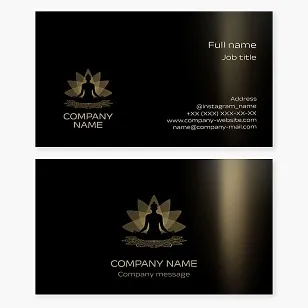 Yoga instructor business card template with Buddha logo. Yoga studio.