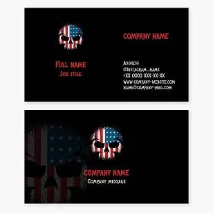 USA. Skull. Business Card Template