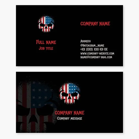 USA. Skull. Business Card Template
