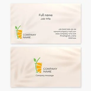 Business card template. Vitamin bar. Citrus fruits, glass with a straw. Natural juices.