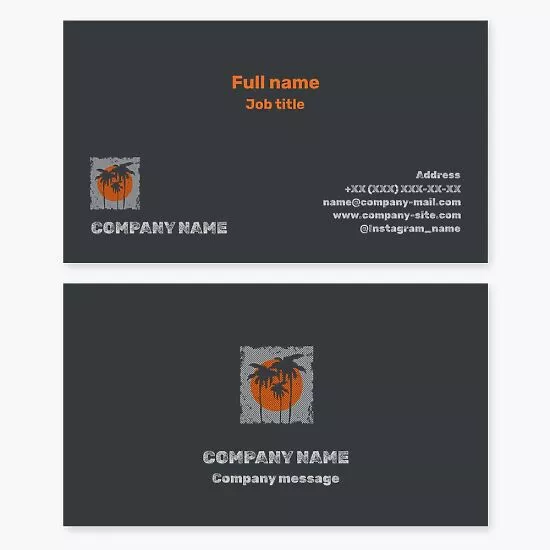 Palm Tree Sunset Logo Business Card Template