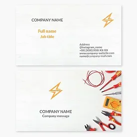 Business card template. Electrician, electrical equipment, electrical installation work.