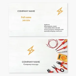 Business card template. Electrician, electrical equipment, electrical installation work.