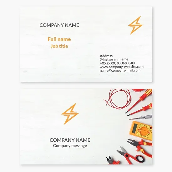 Business card template. Electrician, electrical equipment, electrical installation work.