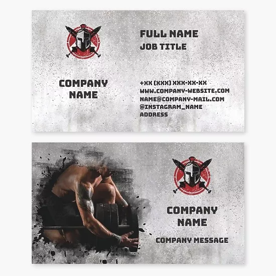 Business card template Sports club, weightlifting, fitness, bodybuilding, sparta