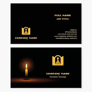 Black and yellow church orthodox business card template with candle