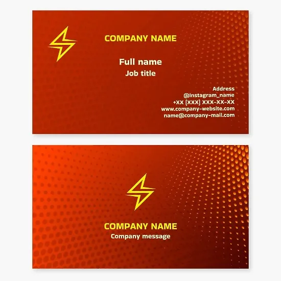 Business card template "Lightning. Electrical equipment: installation and repair. Power engineer. Electrician."