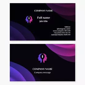 Two Heads One Lock Logo Abstract Business Card Template