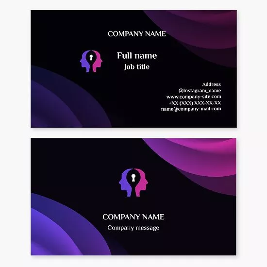 Two Heads One Lock Logo Abstract Business Card Template