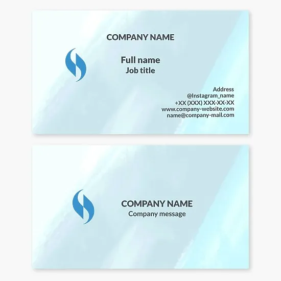 Abstract business card template. Two waves towards each other. Company and consumers. Letter C.