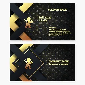 Business card template. A roaring lion standing on its tail.