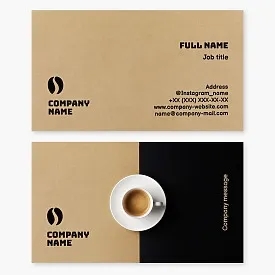 Business card template. Coffee bean. Cafe. Letter S.