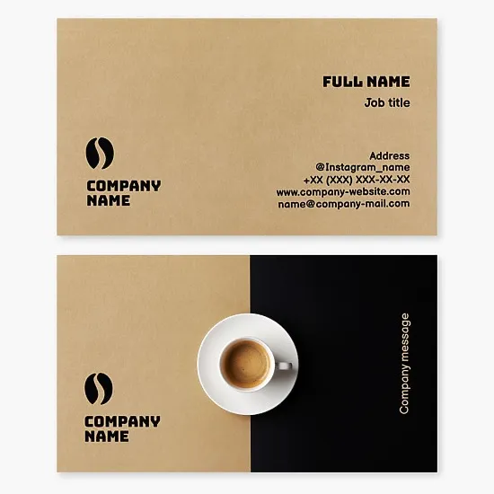 Business card template. Coffee bean. Cafe. Letter S.