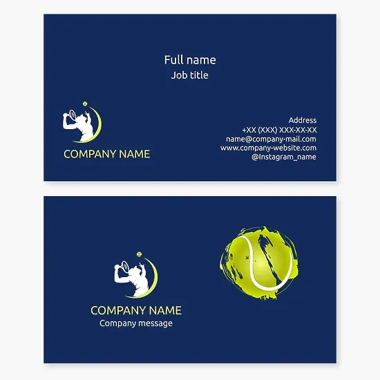 Business card template. Tennis courts. Tennis instructor.