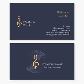 Business card template for singer, vocalist. Note, microphone.