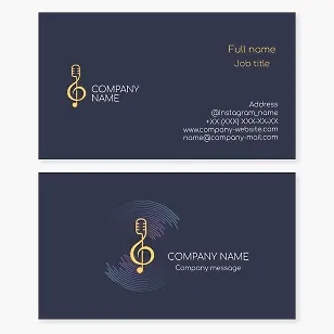 Business card template for singer, vocalist. Note, microphone.