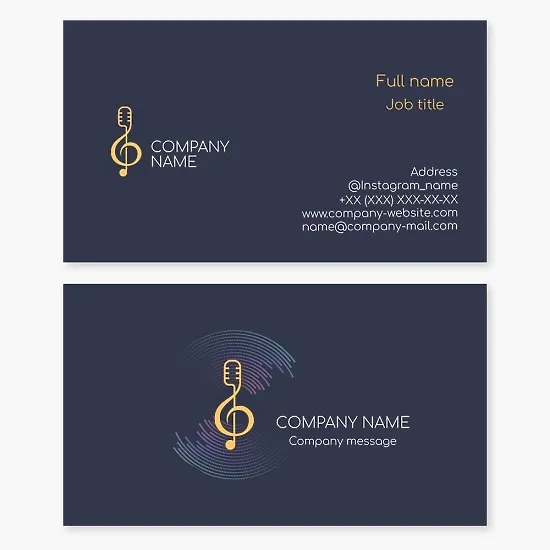 Business card template for singer, vocalist. Note, microphone.