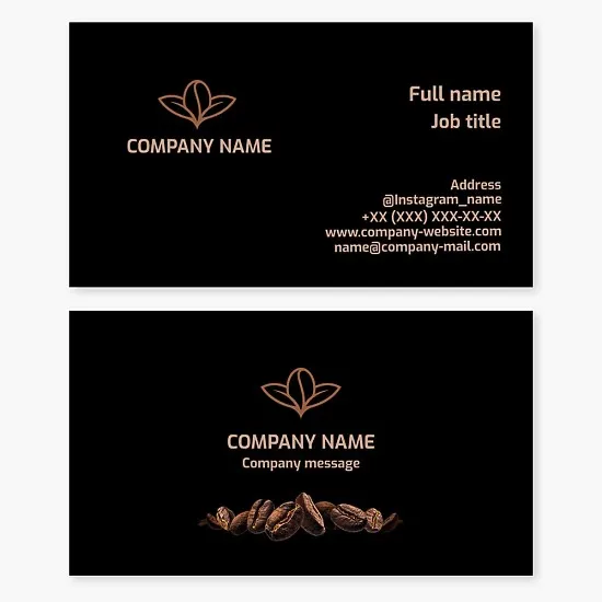 Business card template. Cafe, coffee beans.