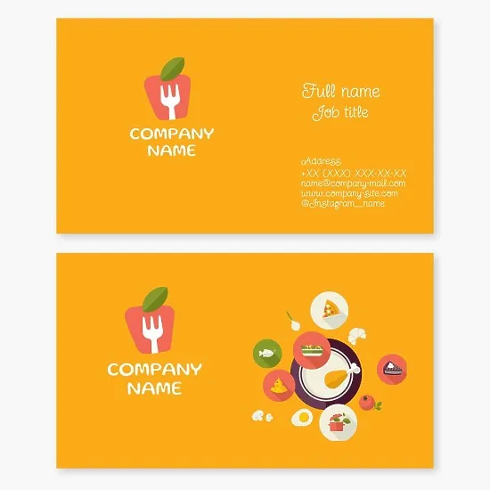 Business card template. Dining room, cafe.