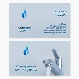 Water supply, water purification business card template