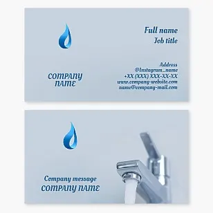 Water supply, water purification business card template