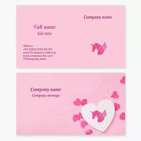 Pink Unicorn Logo | Pink Hearts | Pink Business Card Template