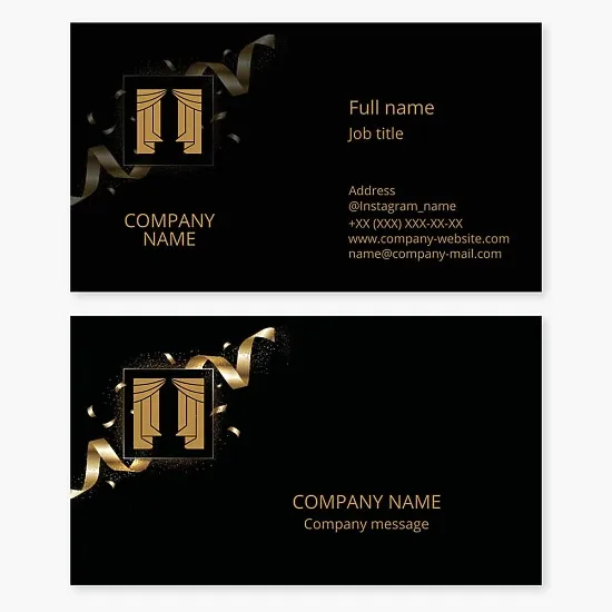 Interior designer and curtain decorator business card template. Sale, sewing, repair of curtains, tulle, drapes.
