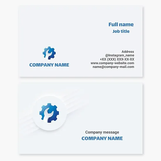 Business card template for an engineer, repairman. Company for maintenance and repair of equipment and machinery.