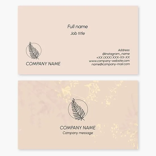 Business card template with fern image. Symbol of fertility, prosperity, luck, wealth, magical power and protection from evil.