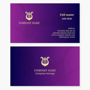 Business card template. Harp. Classical music.