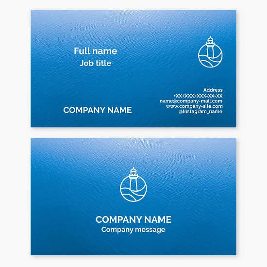 Business card template. Lighthouse. Hope, guidance, safety, resilience at sea. Letter O.
