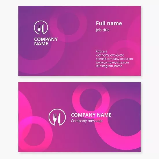 Cutlery Logo Vibrant Pink Business Card Template