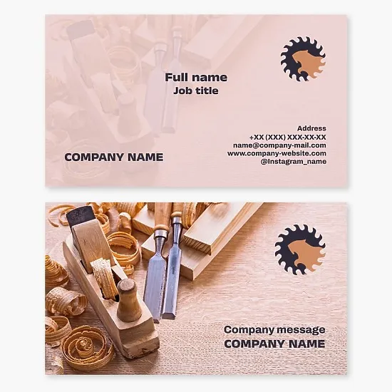 Business card template. Carpentry. Beaver, saw.