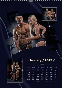 Calendar Template with Fitness Training Photos