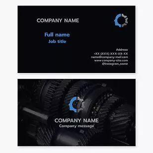 Gear Head Logo Engineering Business Card Template