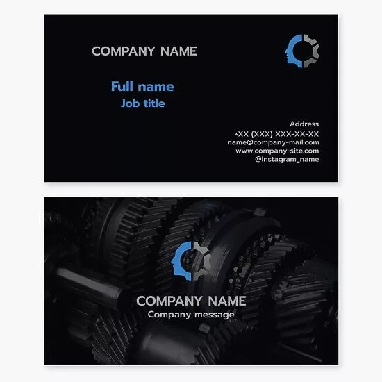 Gear Head Logo Engineering Business Card Template