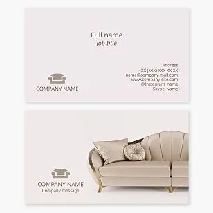Business card template for a company manufacturing and repairing upholstered furniture.