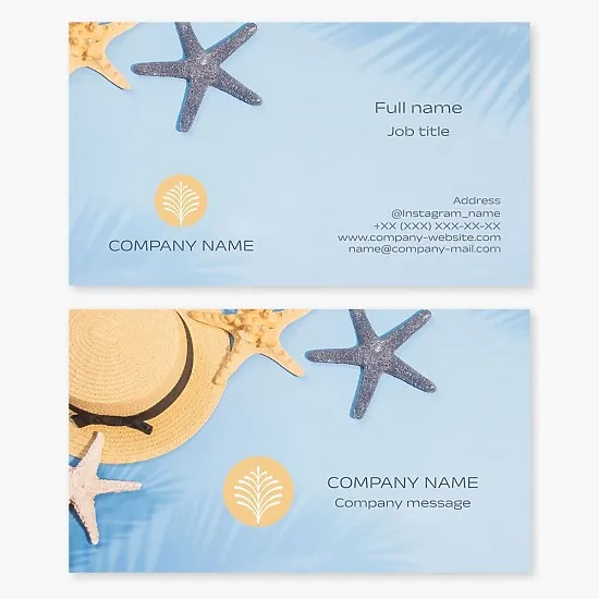 Starfish | Sun Hat | Summer Themed Business Card Template | Seaside Resort.