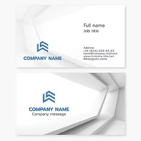 Business card template. Professionalism, stability, and innovation in construction. Letters L, E.