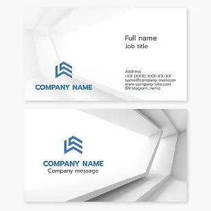 Business card template. Professionalism, stability, and innovation in construction. Letters L, E.
