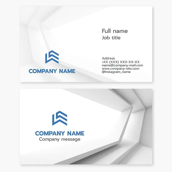 Business card template. Professionalism, stability, and innovation in construction. Letters L, E.