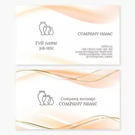 Business card template. Home, comfort, decor, art, history, museum. Pottery. Ceramics, handcrafted items, creativity. Ceramics studio, art gallery, interior design.